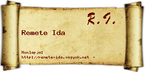 Remete Ida névjegykártya